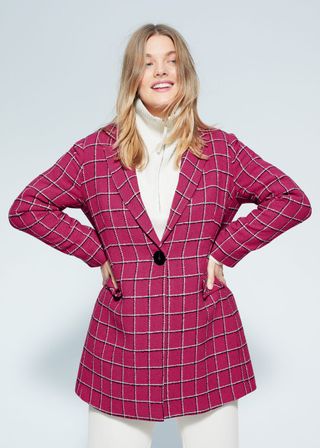 Violeta by Mango + Checkered Wool-Blend Coat