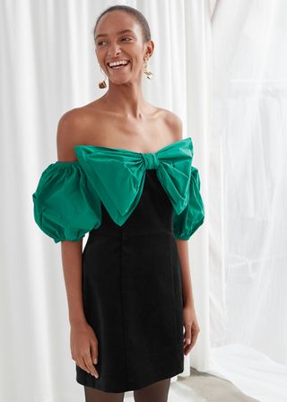 
Other Stories + Gathered Puff Bow Mini Dress