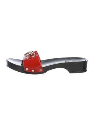 Gucci + Patent Leather Slide Sandals