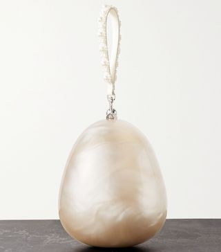 Simone Rocha + Acrylic and Faux Pearl-Embellished Leather Tote
