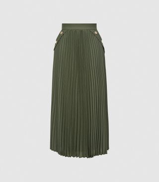 Reiss + Lina Green Pleated Skirt