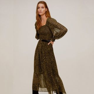 Mango + Leopard Midi Dress