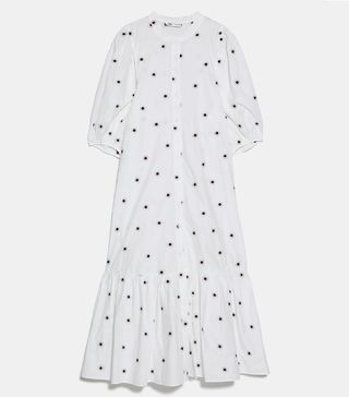 Zara + Embroidered Midi Dress