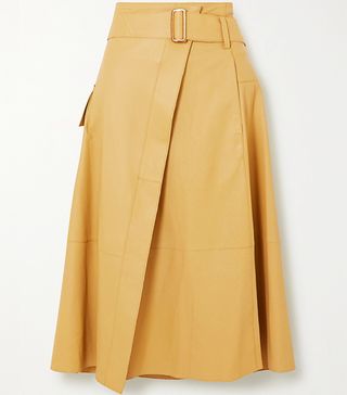 Vince + Belted Leather Wrap Skirt