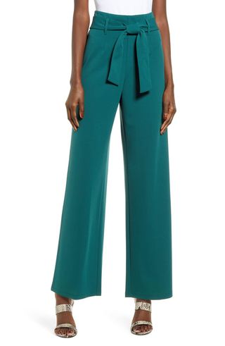 Leith + High Waist Belted Pants