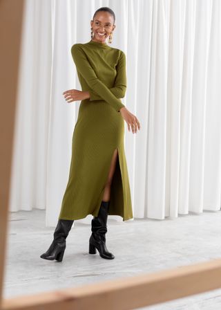 & Other Stories + Ribbed Mock Neck Maxi Dress