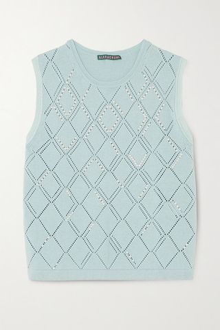 AlexaChung + Faux Pearl-Embellished Wool and Cotton-Blend Vest
