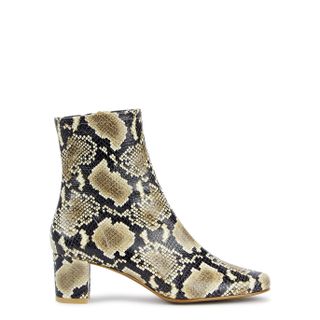 By Far + Sofia 65 Python-Effect Leather Ankle Boots