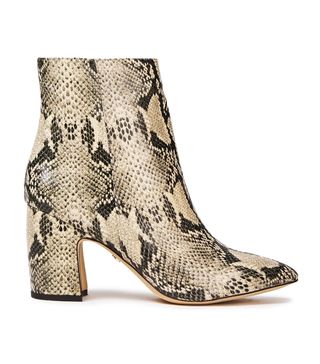 Sam Edleman + Hilty Snake-Effect Leather Ankle Boots