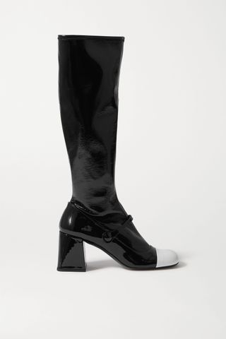 Miu Miu + Two-Tone Patent-Leather Knee Boots