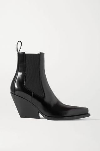 Bottega Veneta + Glossed-Leather Ankle Boots