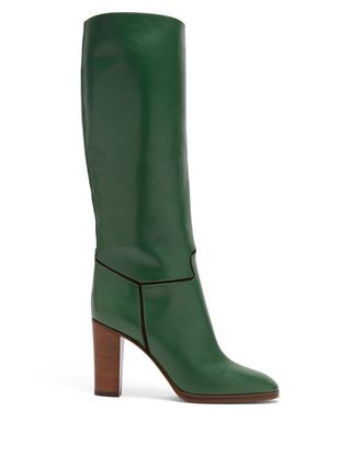 Victoria Beckham + Piped Knee-High Leather Boots
