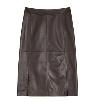 Jigsaw + Leather Split Midi Skirt