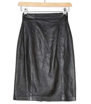 Vintage + '90s Black Leather Skirt