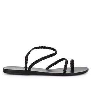 Ancient Greek Sandals + Eleftheria Black Plaited Leather Sandals