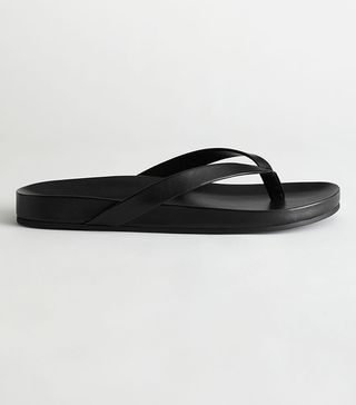 & Other Stories + Leather Flatform Flip Flop Sandals