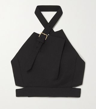 Proenza Schouler + Cropped Buckled Wool-Blend Halterneck Top