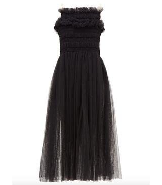 Molly Goddard + Shelly Lace-Up Tulle Sleeveless Dress