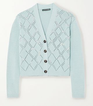 AlexaChung + Faux Pearl-Embellished Wool and Cotton-Blend Cardigan