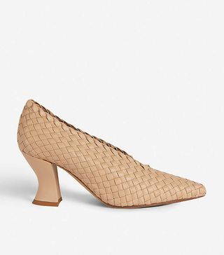 Bottega Veneta + Intreccio Block-Heel Woven Leather Courts