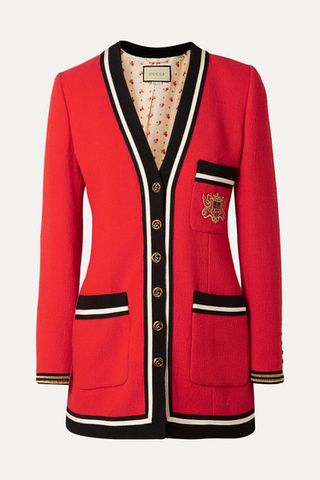 Gucci + Appliquéd Grosgrain-Trimmed Wool-Crepe Jacket