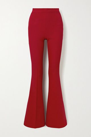 Safiyaa + Halluana Stretch-Crepe Flared Pants