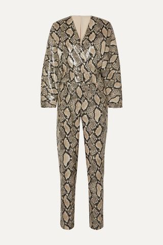 Stand Studio + Amiya Snake-Effect Faux Leather Jumpsuit