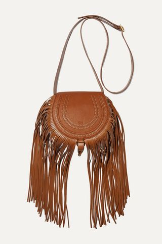 Chloé + Marcie Mini Fringed Textured-Leather Shoulder Bag