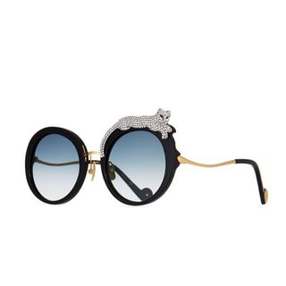 Anna-Karin Karlsson + Rose et la Roue Round Crystal-Embellished Leopard Sunglasses