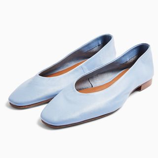 Topshop + Leah Powder Blue Soft Ballet Flat Shoes