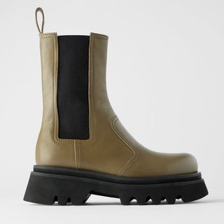 Zara + Track Sole Leather Boots