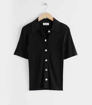 & Other Stories + Fitted Button Up Ribbed Shirt