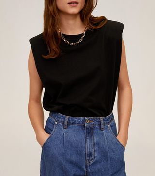 Mango + Shoulder Pad Cotton T-Shirt