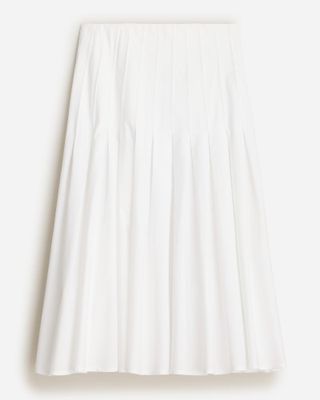 J.Crew + Pleated Cotton Poplin Midi Skirt