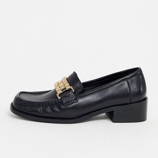 ASOS Design + Minimize Square Toe Chain Loafer in Black