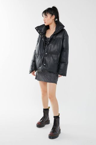Urban Outfitters + Faux Leather Puffer Jacket