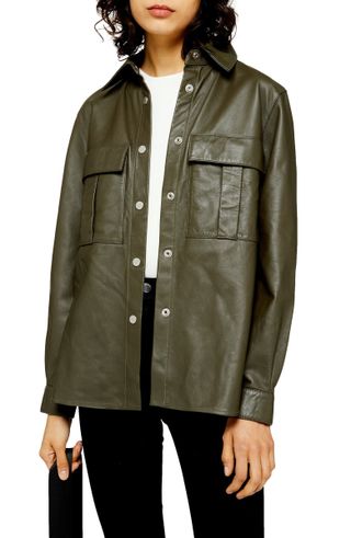 Topshop + Leather Shirt Jacket