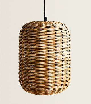 Zara + Oval Rattan and Metal Ceiling Lamp