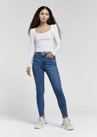 Topshop + Mid Blue Jamie Skinny Jeans