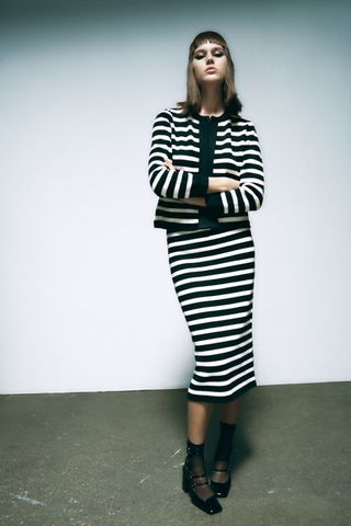 Zara + Striped Knit Blazer