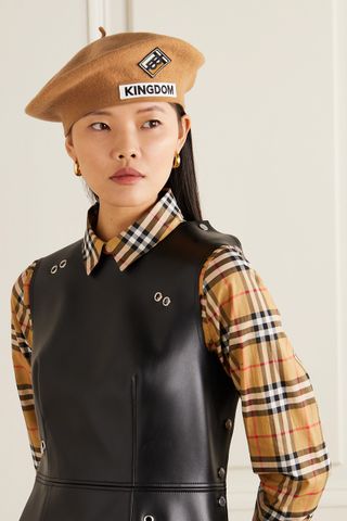 Burberry + Appliquéd Merino Wool-Felt Beret