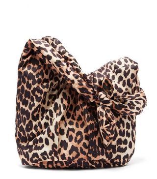 Ganni + Knotted Leopard-Print Padded Shoulder Bag