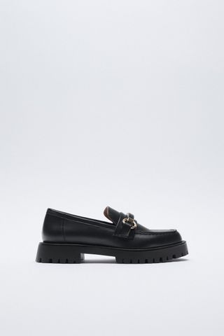 Zara + Low Heel Lug Sole Loafers
