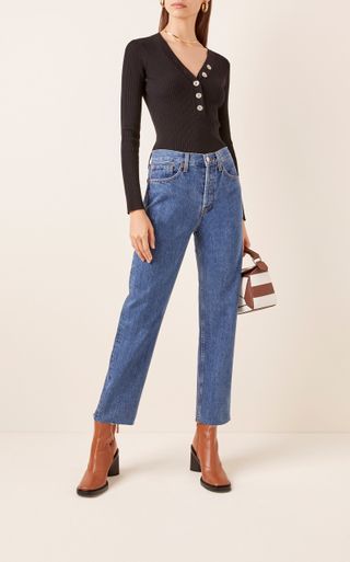 Re/Done + High-Rise Straight-Leg Jeans