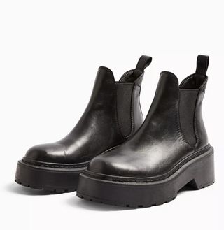 Topshop + Aiden Black Leather Chelsea Boots