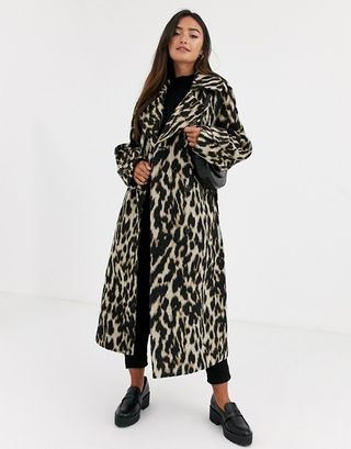 ASOS + Oversized Leopard Belted Coat