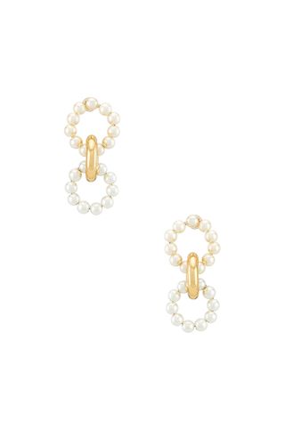 BaubleBar + Gia Drop Earrings in White & Gold