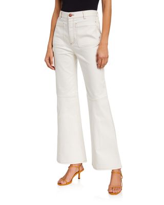 See by Chloé + High-Rise Cropped Flare Pants With Contrast Stitching