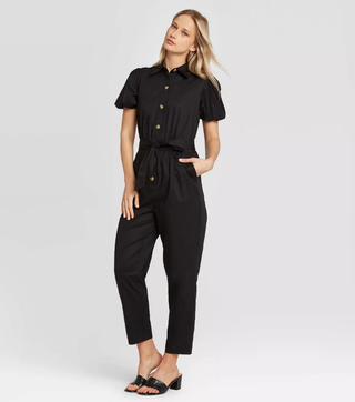 Who What Wear x Target + Puff Short Sleeve Collared Jumpsuit