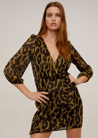 Mango + Metallic Thread Leopard Print Dress